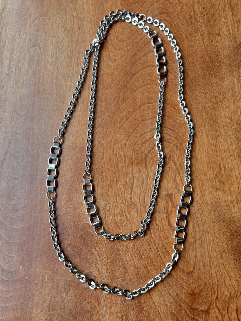 Silver Double Strand Chain Necklace